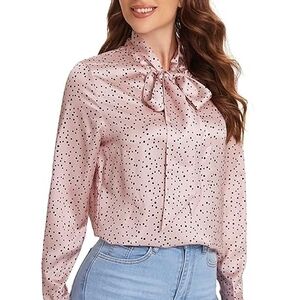 Elegant Pink Polka Dot Blouse
